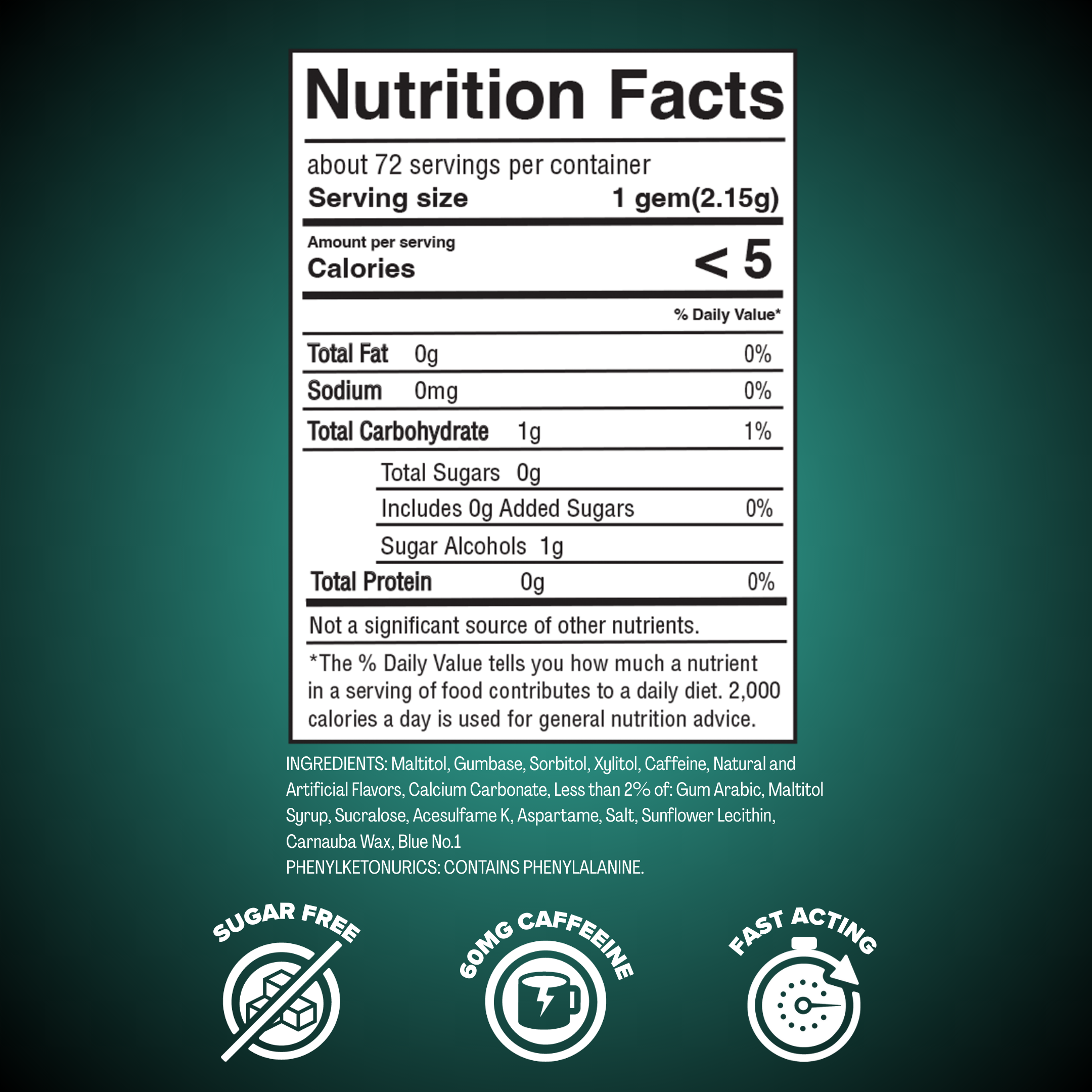 REV Spearmint Nutrition label and icons.